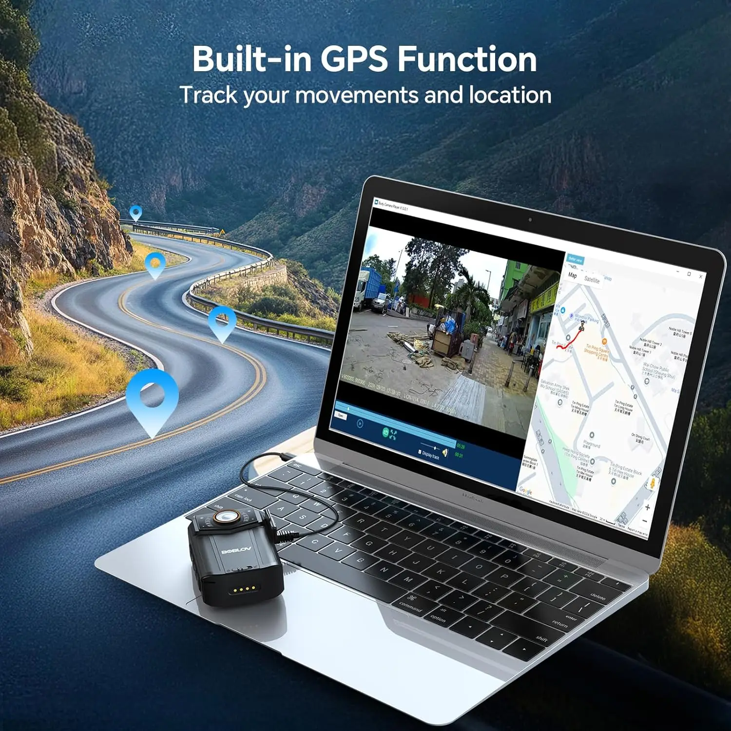 BOBLOV B4K6 Body Cam 4K128GB GPS Night Vision IP66 Waterproof 2PCS 3000mAh Batteries Body Worn Camera for Law Enforcement