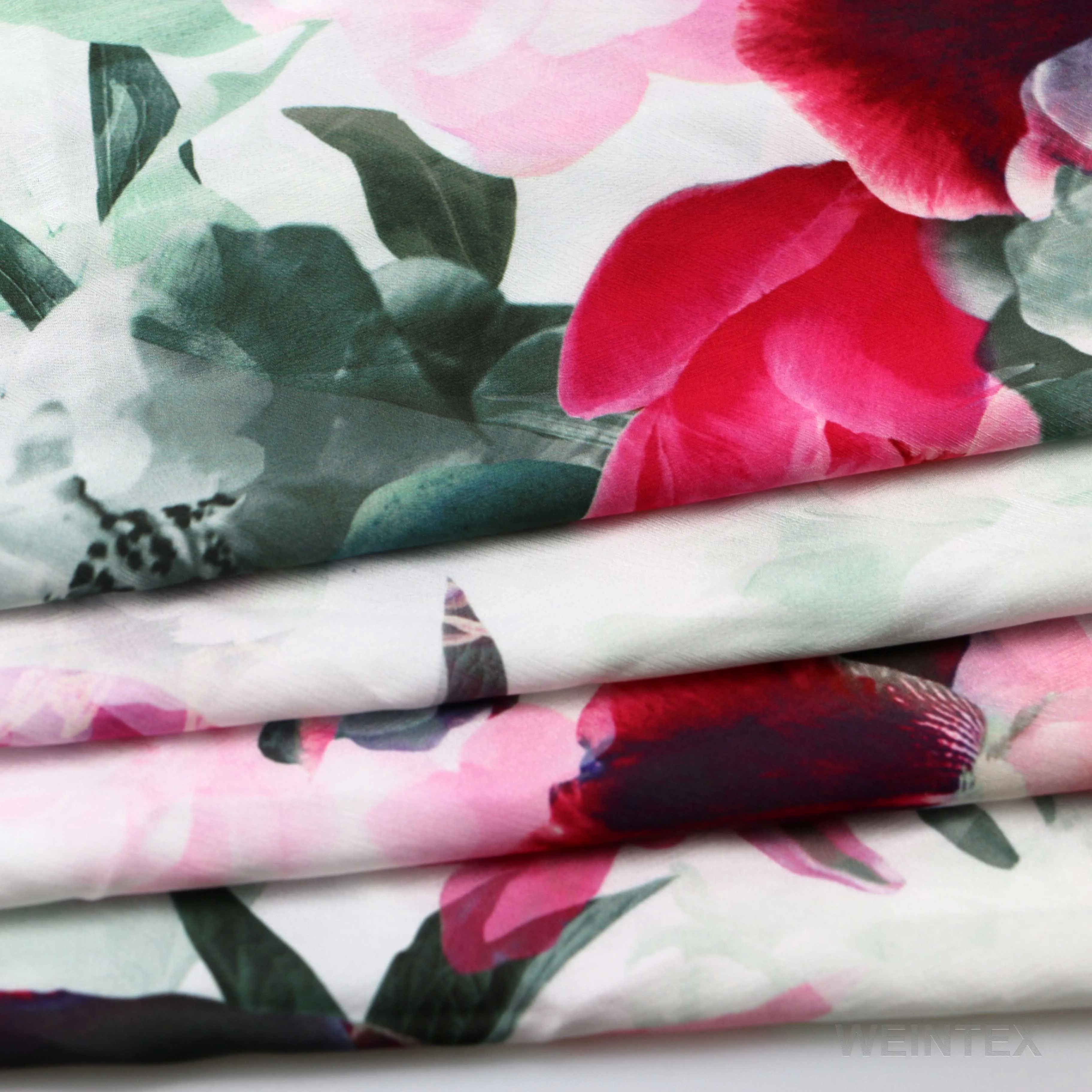 WI-J04 Custom digital polyester spandex blend herringbone silk satin floral printed fabric for dress