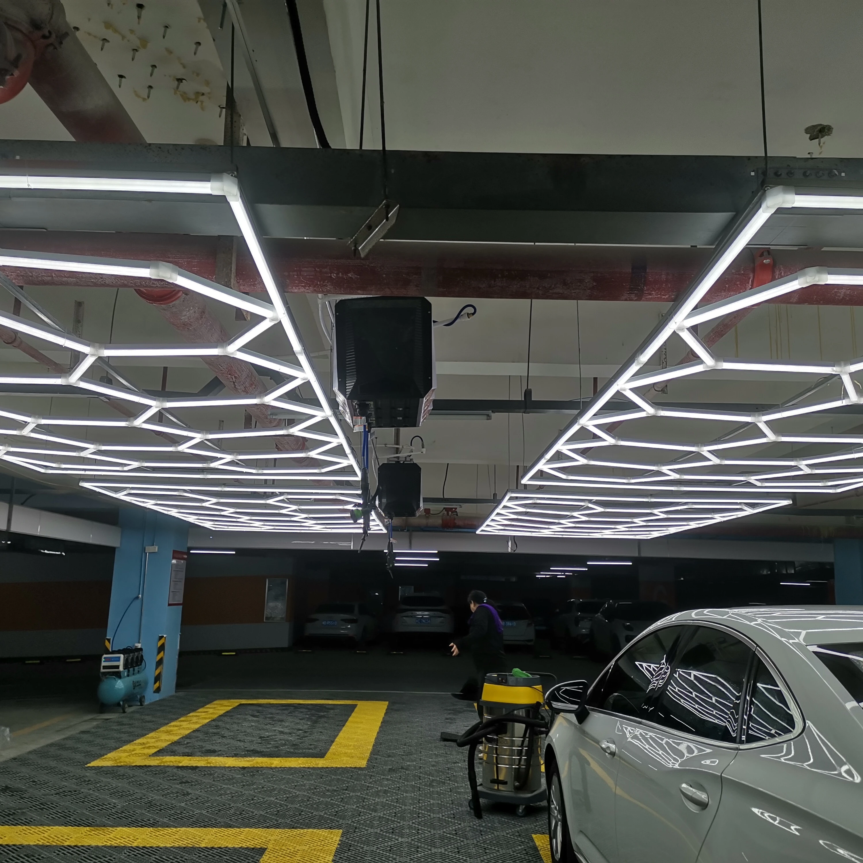 8 feet *15.7 feet deformable led linear high bay lamp hanging hexagon detailing led home hexagon modular ceiling garage light