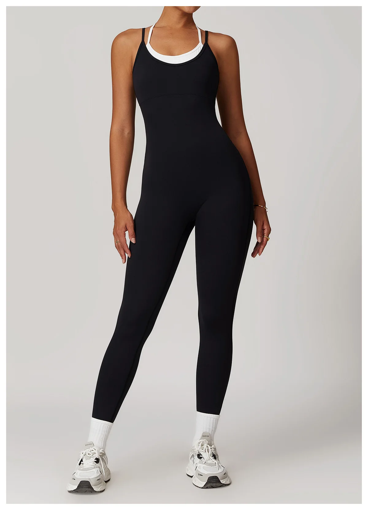 BASHAsports Europe and the United States contrast color sling sports onesie yoga clothing backless outdoor fitness onesie