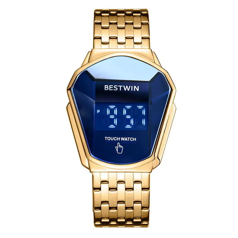 OEM BESTWIN 6616 часы модные локомотивные геометрические мужские цифровые водонепроницаемые браслеты из нержавеющей стали Роскошные