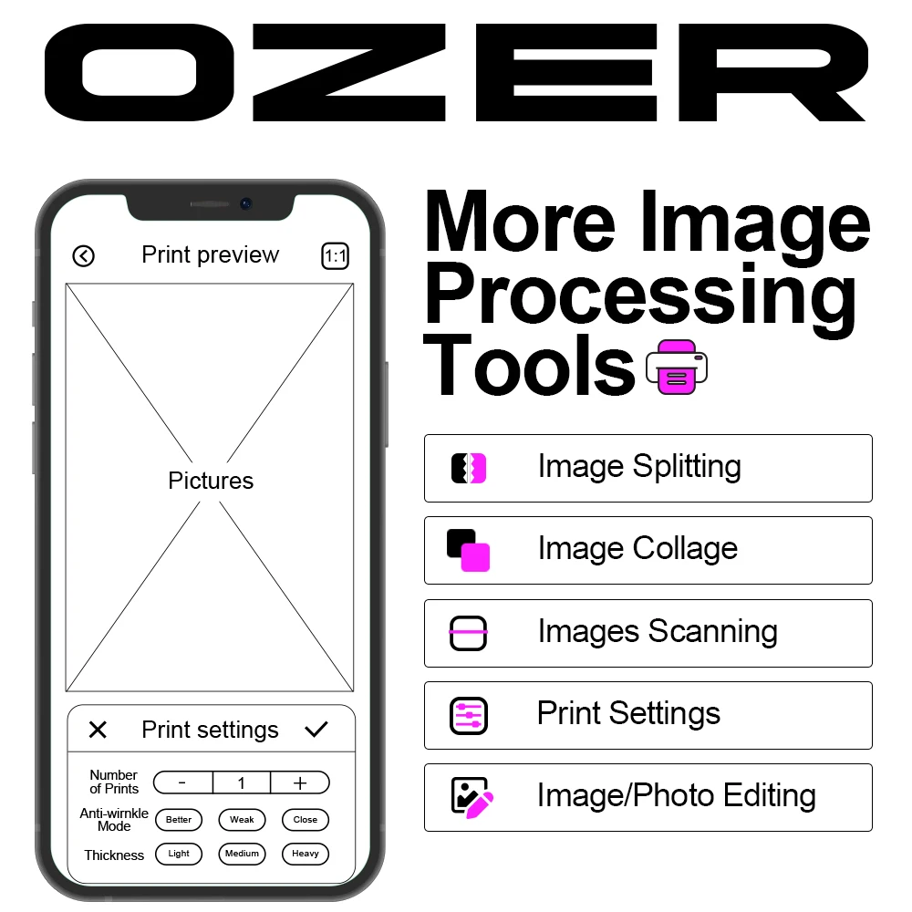 Ozer Wireless Tattoo Stencil Printer Thermal Copier Tattoo Transfer Machine Professional Tattoo Printer