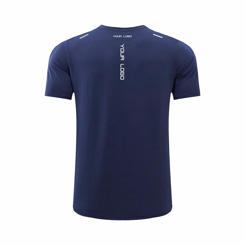 
2021 wholesale men custom reflective logo sports running active gym polyester t shirts fitness clothing apparel wear 