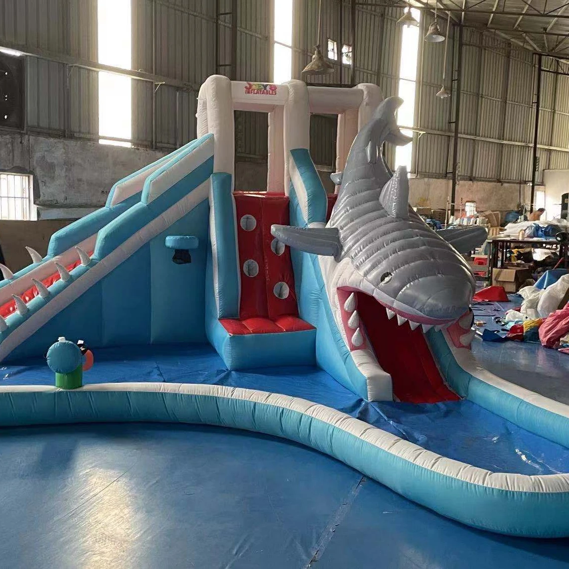 
Newleap Inflatable Slides Combo Water Pool with 2 slide Inflatable Obstacle Course For Sale 