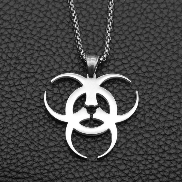 Cheap Personalized Engraving Unisex Gift Pendant Faith Halloween Biohazard Necklace