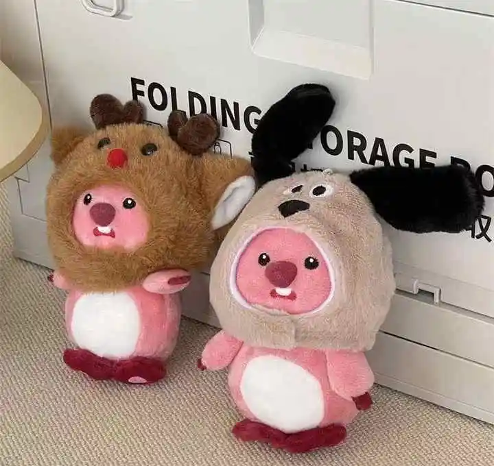 Yulia355 2025 Cartoon LOOPY cross-dress stuffed Animal toy Little Beaver keychain Toy Figure claw Machine toys Factory wholesale
