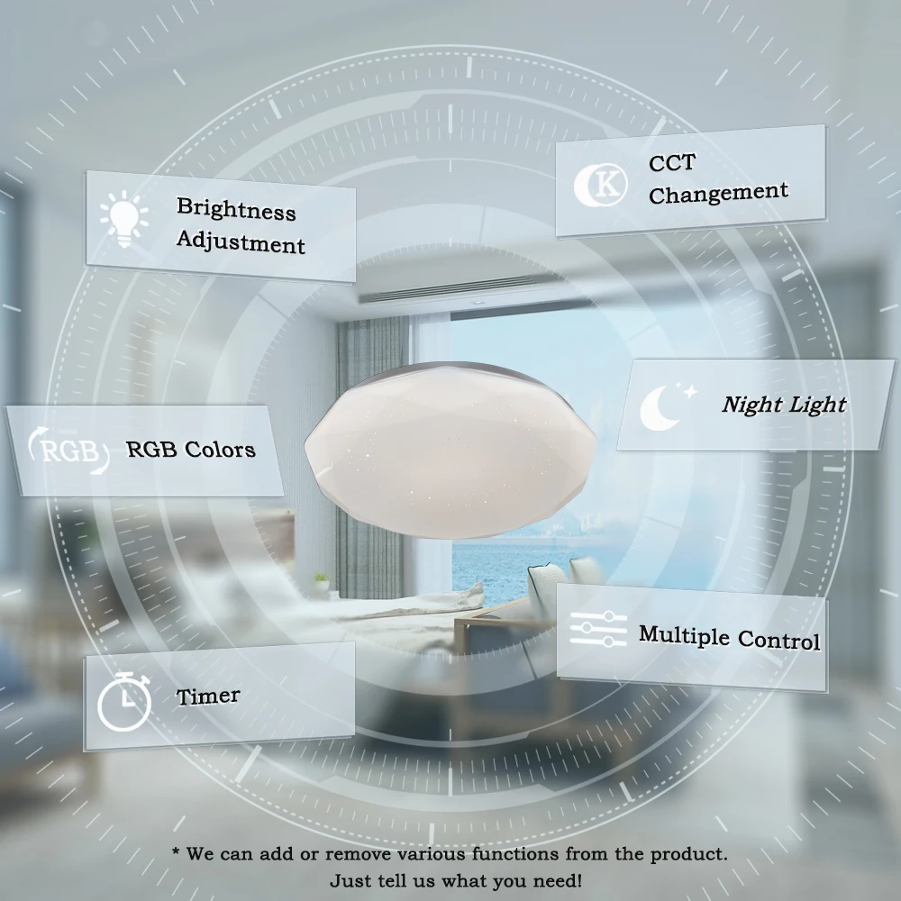 Home Decorative Hallway White Remote Dimmable Lamp Fixture Surface Modern Mounted Bedroom Living Room Round Led Ceiling Lights