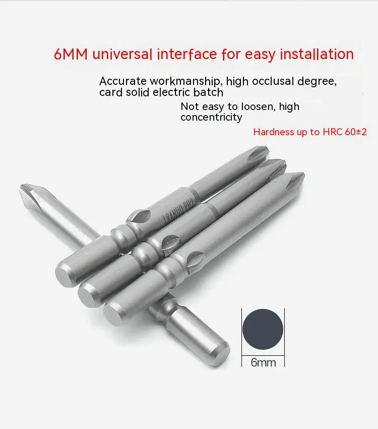 LEANUO 6MM round handle drive Phillips electric screwdriver head S2 Steel strong magnetic driver bit