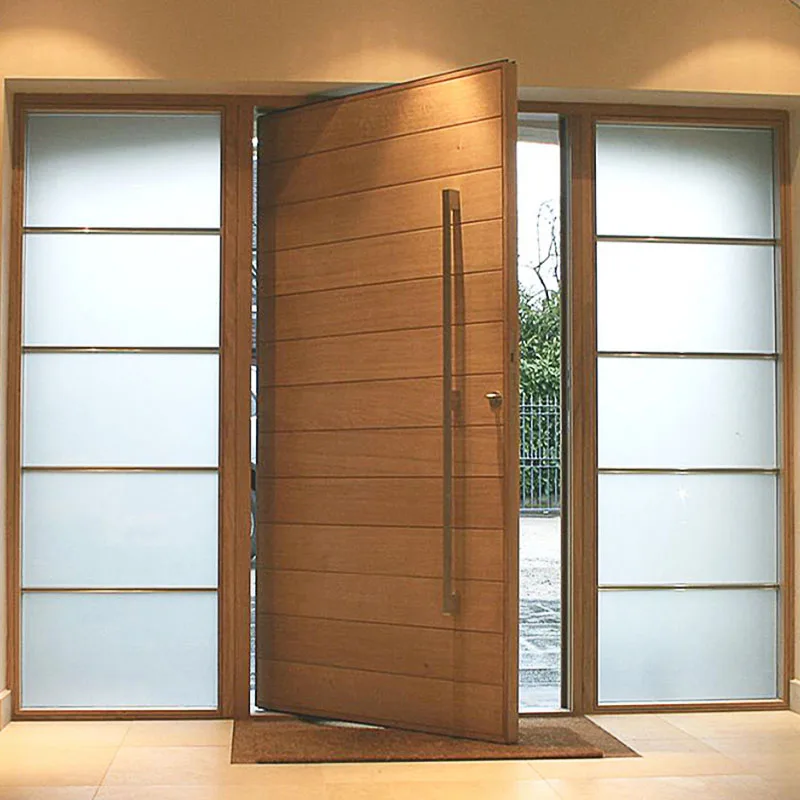 Simple Design Main Gate Pivot Solid Wood Front Entry Door for Villa