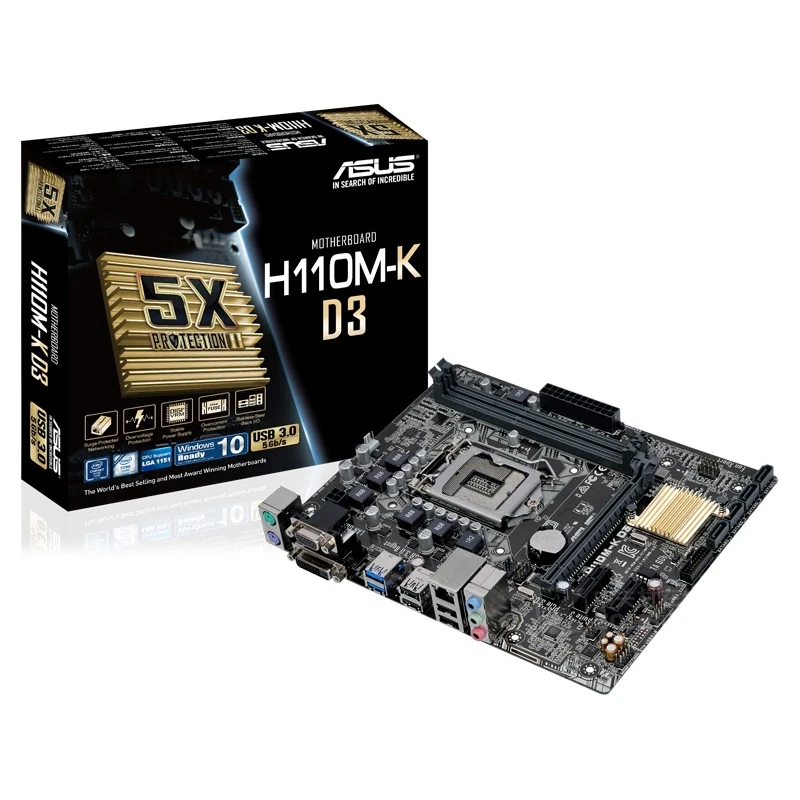H110M-K D3 FOR ASUS LGA1151 Intel H110 2xDDR4 DIMM Micro ATX form factor Motherboard