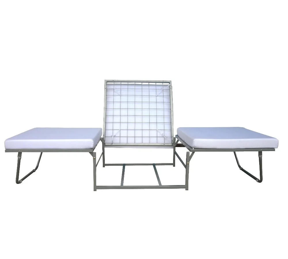 Hotel Furniture Folding Metal Double Bunk Bed Stainless Steel Frame Assembled with Storage Feature for Outdoor Bedroom Use