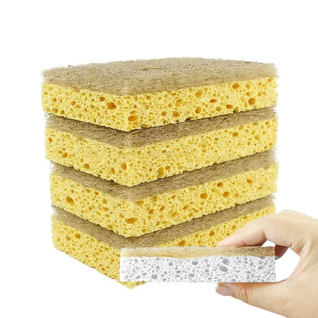 Wholesale Biodegradable Natural Kitchen Scrubber Compostable Eco Friendly Cellulose and Coconut Sponge