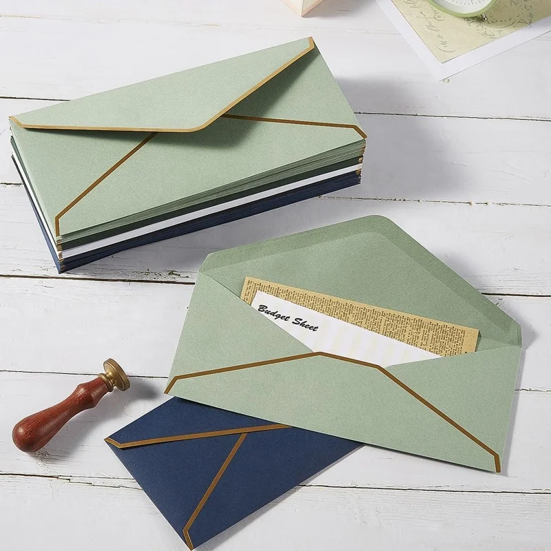 Custom Classical blue White Black Kraft Blank Mini Paper Envelopes Wedding Invitation Packaging Gift Envelope