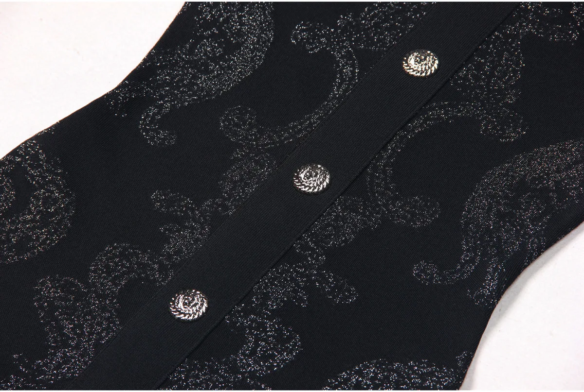 Fashion wear Custom Lady Dresses Woman Clothes Black crew Neck Sleeveless Teens Frock Jacquard Women Knit Sweater Dress