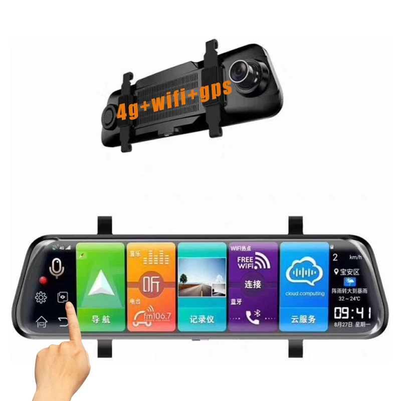 Автомобильный 1080P видеорегистратор с зеркалом заднего вида Android двумя камерами Gps Планшетный ПК 10