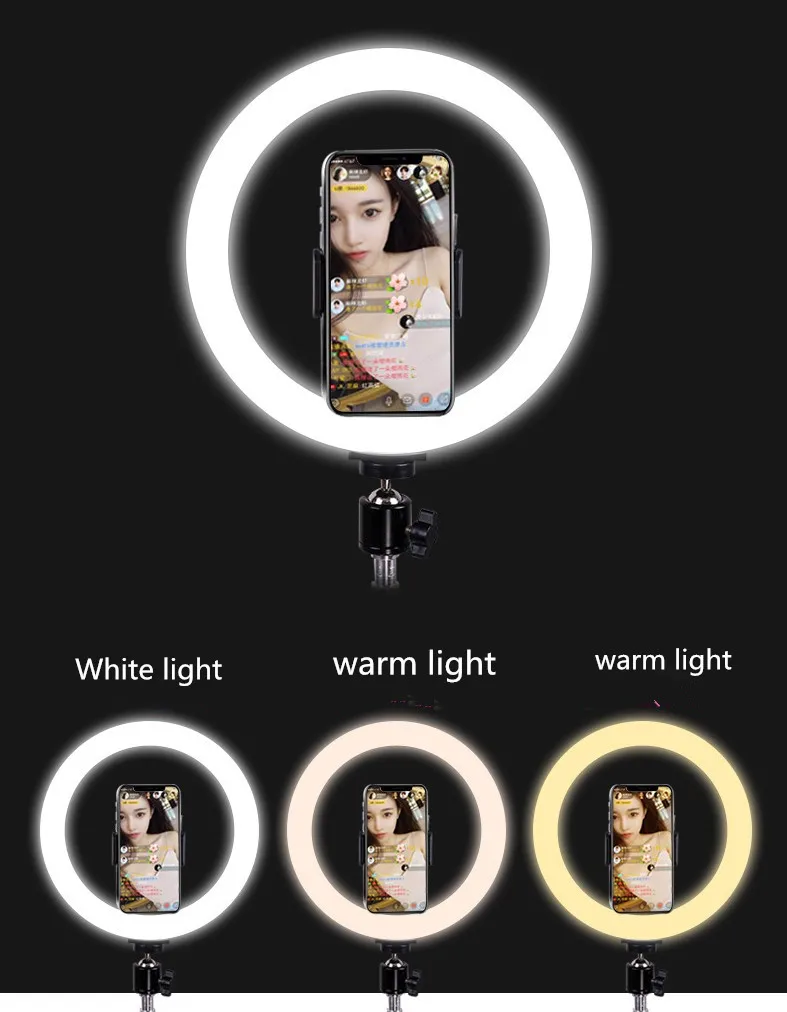 10 Inch 26cm LED Ring Light with 2.1M Tripod Stand Selfie Ring Makeup Fill Light Live Broadcast Beauty Photography Photo Light