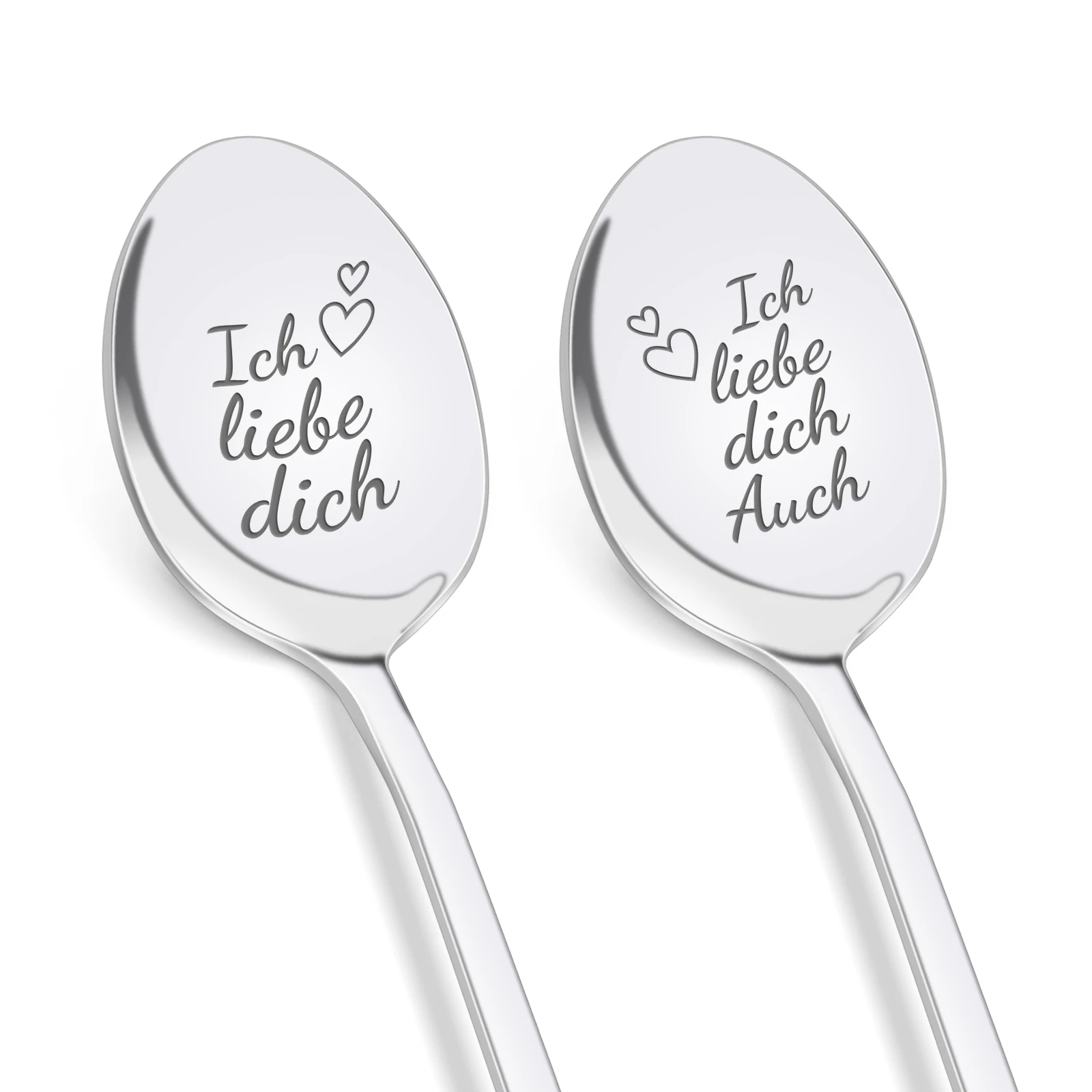German custom gift 2 piece set  Wedding anniversary gift Stainless Steel coffee spoon engraved engagement