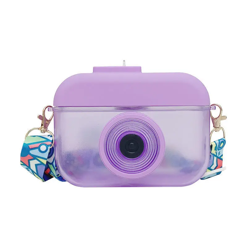 Hot Selling Cute Cartoon Camera Reusable Kids Drink Bottles with Straw