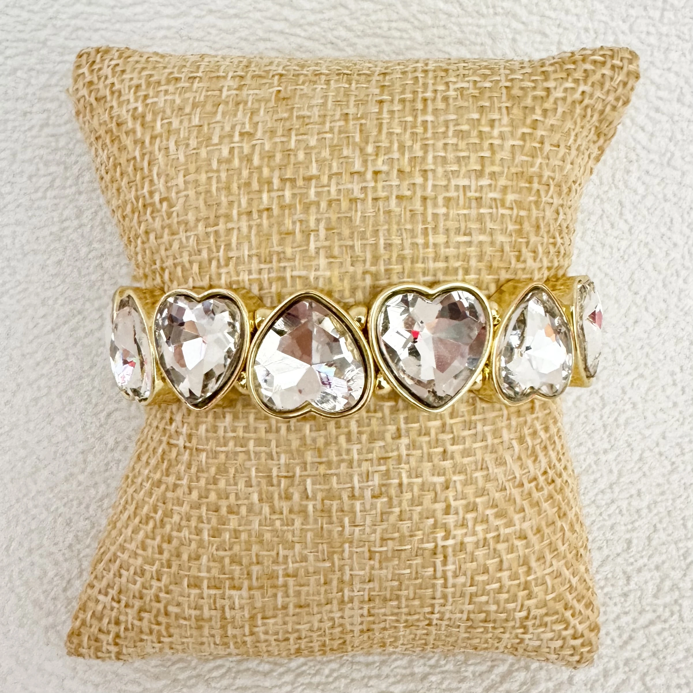 New Arrival Gold Silver Beads Bracelet Daily Wear Big Crystal Heart Adjusted Bracelet Women Fashion Jewelry Set Party Gift