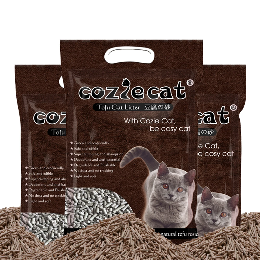 Wholesale OEM Dust Free Biodegradable Easy Clean Tofu Pet Cat Litter Sand Suppliers Quick Absorption Flushable Tofu Cat Litter
