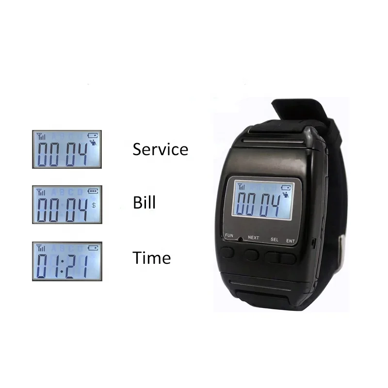 smart watch pager with y-128e monitor restaurant communication paging wireless bell waiter calling system for hotel salon