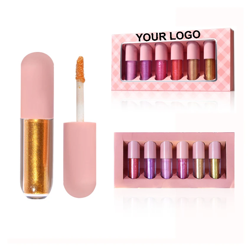 Wholesale Glitter Lip Kit Lip Makeup Set High Glitter Lip Gloss Tip Applicator Set Make Your Own Logo Private Label