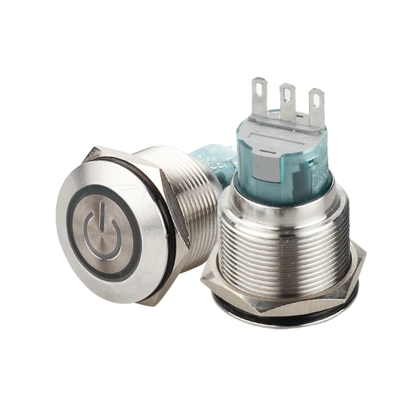 waterproof ip67 1no1nc 2no2nc momentary pin terminal Metal button  round Power switch with light