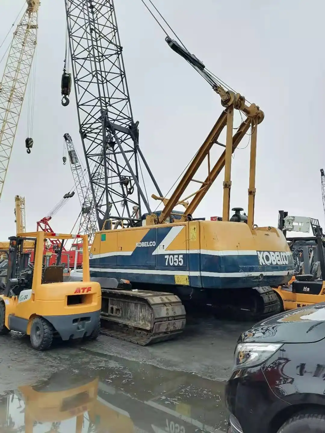 Ko bel co used 7055 55 ton telescopic boom crawler crane