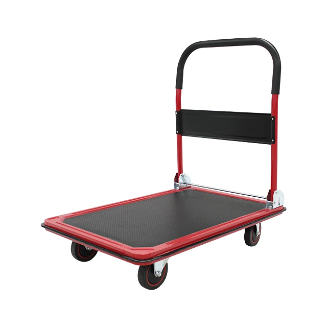 Factory Wholesale Platform Truck Foldable Industrial Material Handling Trolley with Silent Wheels
