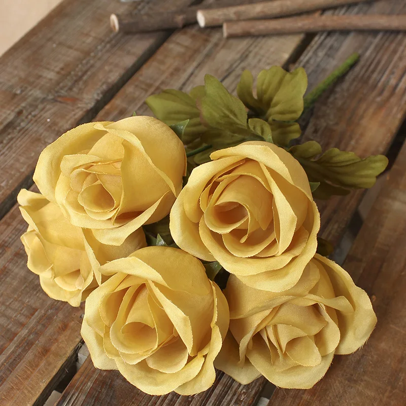 High Quality Simulation Flowers Decor Silk Rose Centerpiece Flower Wedding Bouquet Artificial Roses