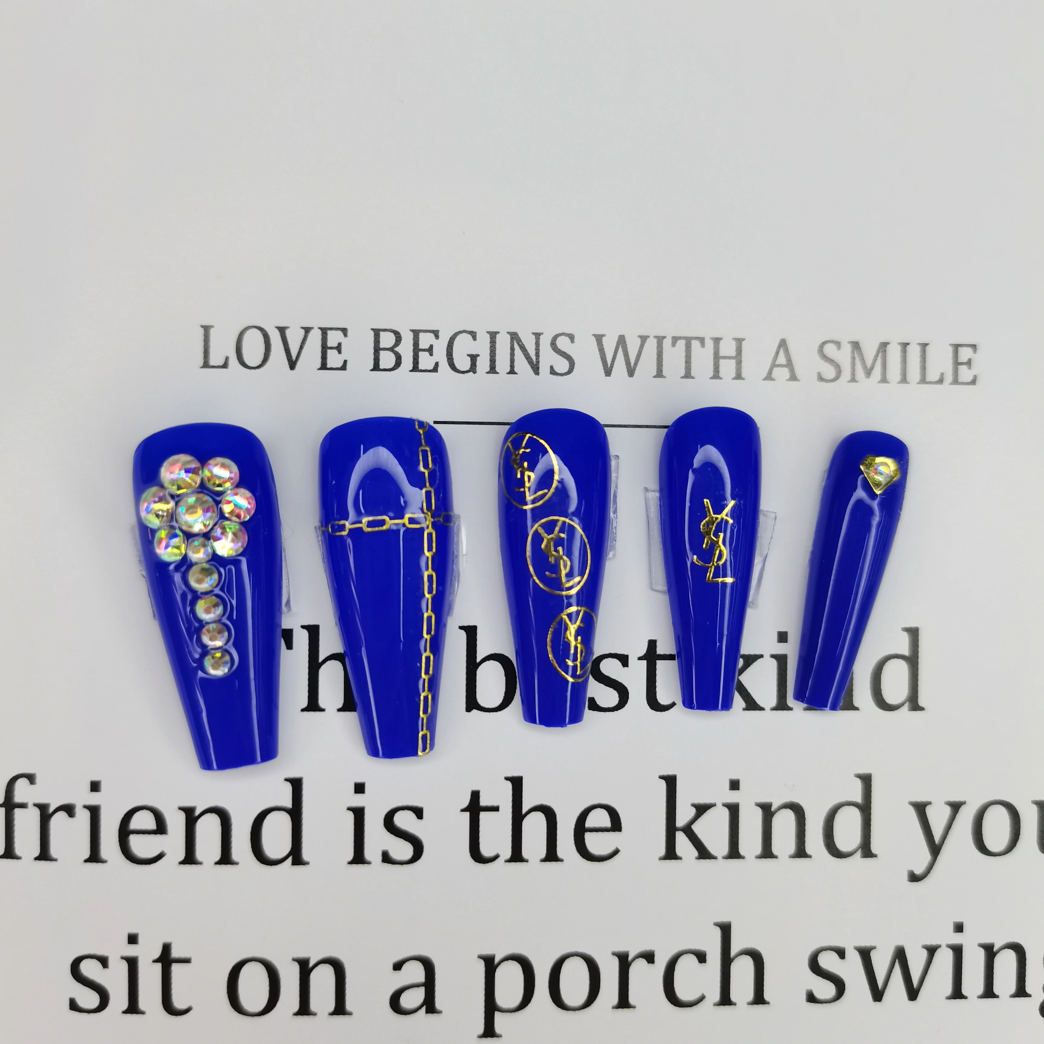 Latest Trendy Press On Nails Long French Coffin Ballerina Fake Nails Elegant Acrylic Nails Artificial Fingernail Tips