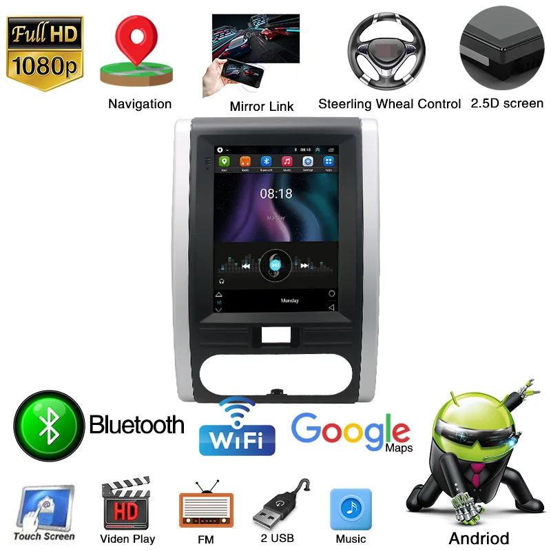 9.7 inch vertical screen auto car radio tesla dvd player for 2009-2013 Nissan X-Trail with BT Car Video