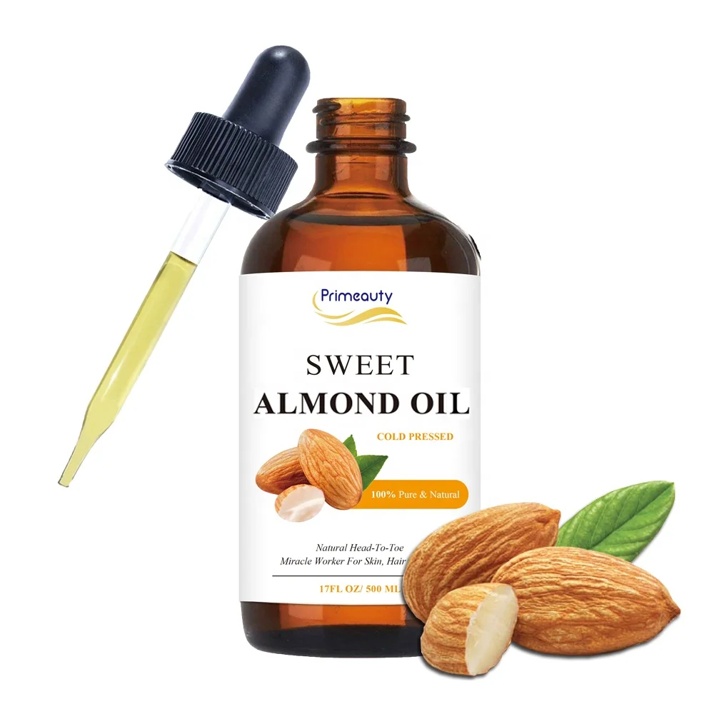 Wholesale Top Quality  500ml 100% Pure Cold Pressed Skin Moisturizer Therapeutic Body Massage Carrier Oil Sweet Almond Oil