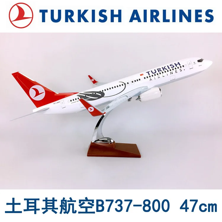 47cm 1:85 Scale Boeing 737-800 Airplane TURKISH Airline Aircraft Model