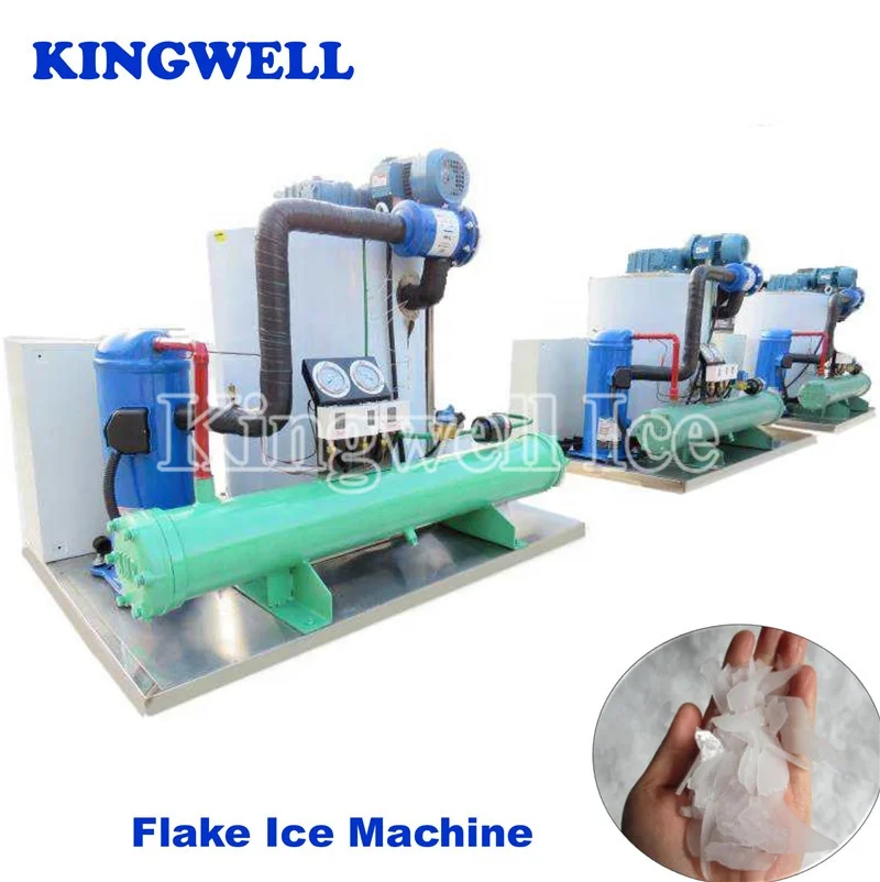Supermarket flake ice making machine 2ton with ice bin to hold ice