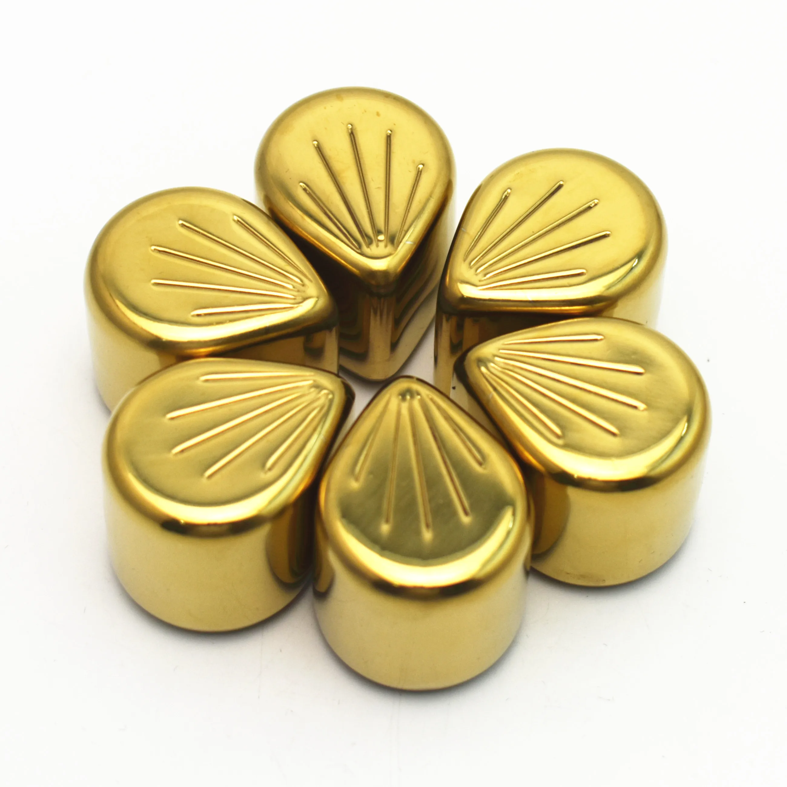 Gold Petal Shaped Customized Whiskey Ice Stones Stainless Steel Reusable Cubes