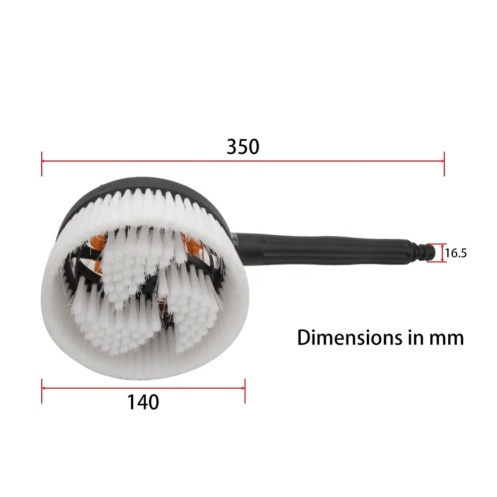 Car Wash Brush High Pressure Washer Accessories Rotary Wash Brush Water Cleaning Rotating Wash Brush