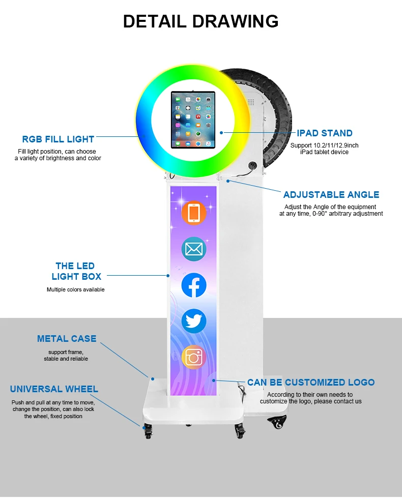 Прямая Продажа с завода быстрая доставка Ipad фотобудка для Pro Air дистанционным управлением 3D кольцевая световая будка