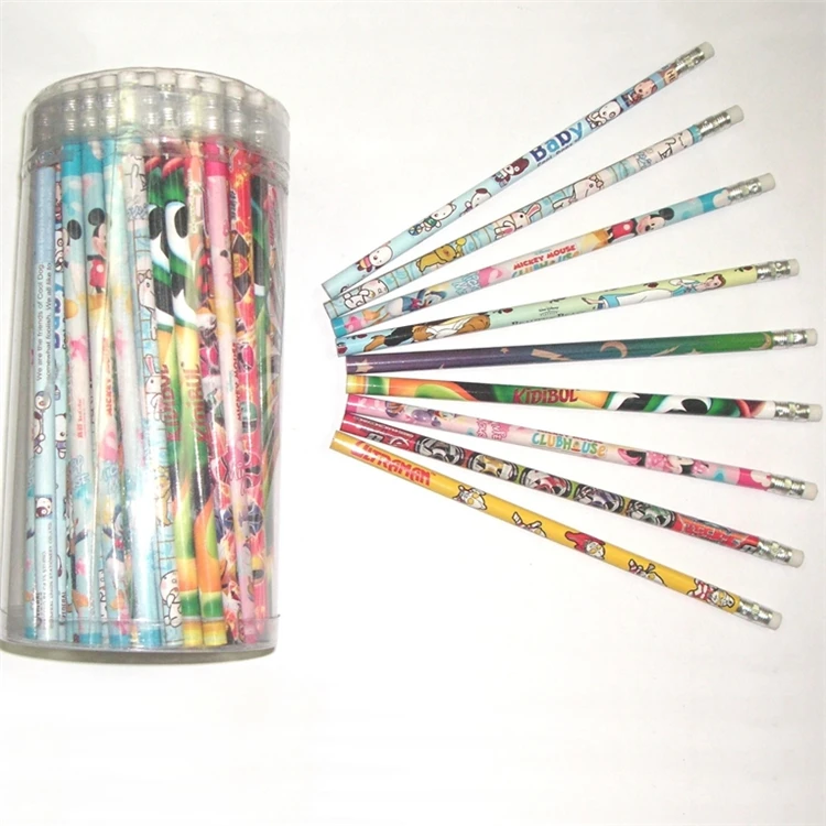 Hot New Products Black Lead Color Wood Body Material Rubber Top Round Shape HB Pencil