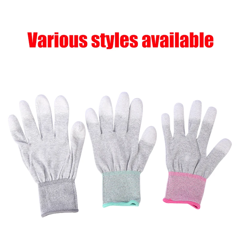 Esd-safe nylon knit gloves pu palm glove esd protection nylon carbon pu palm coated esd gloves