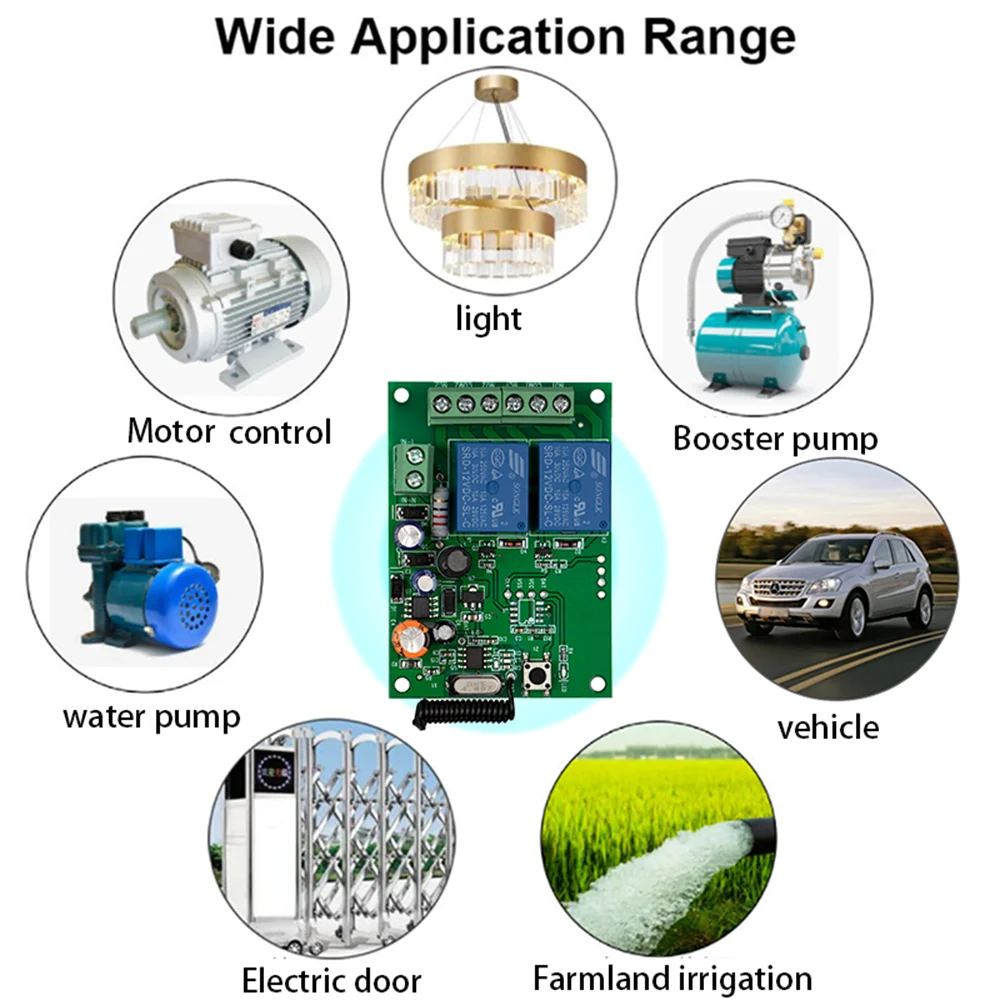 433 Mhz Wireless Remote Control AC220V 2CH Universal Rf Relay Receiver and Transmitter For Garage door and Gate Motor Control
