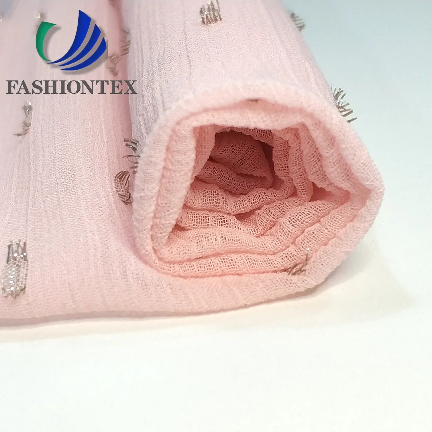 75D silver lurex short strip clipped 100% polyester yoryu crepe chiffon fabric