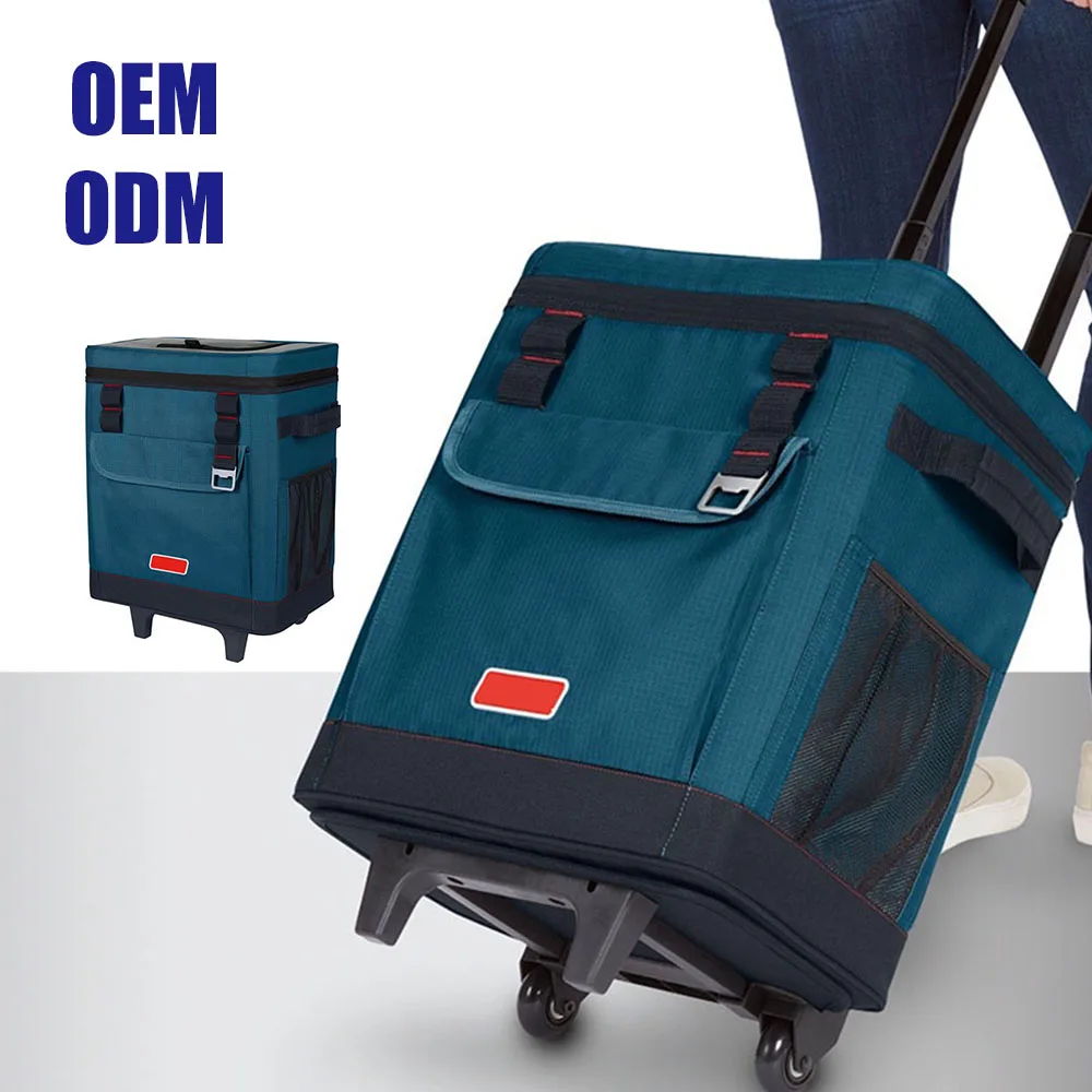 outdoor picnic wine bear thermal insulated foldable collapsible trolley rolling Wheeled Thermocooler Soft cooler bag