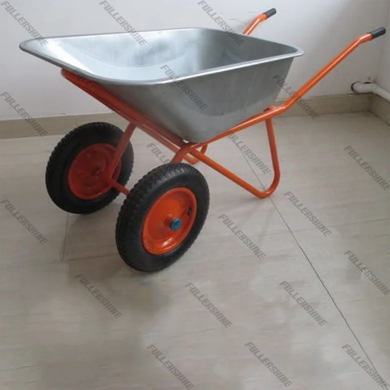 Russia model galvanized wheel barrow WB6211 with double wheel 4.00-6