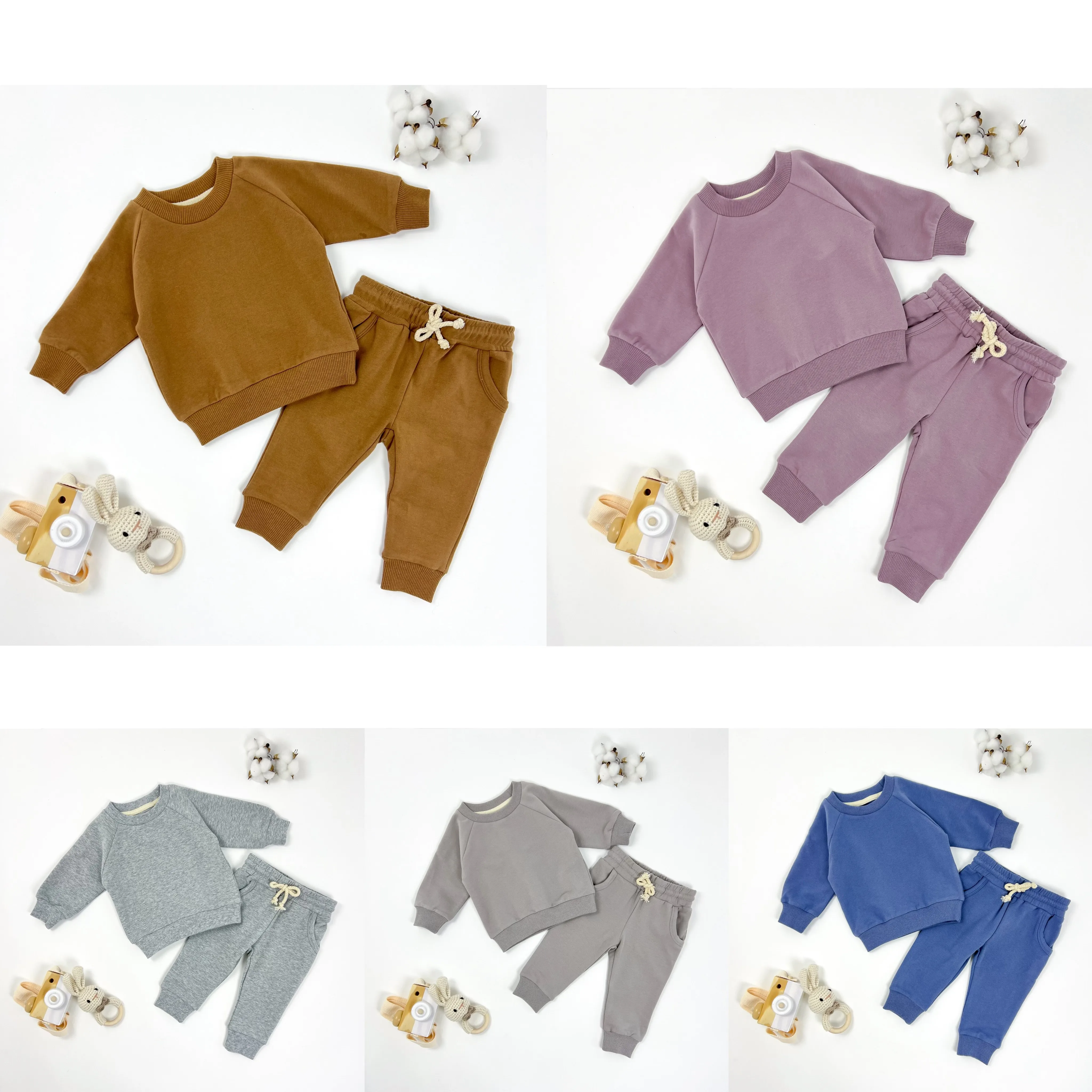 Spring Autumn New Arrivals Casual Baby Tracksuit Organic Cotton Newborn Sweatsuit Long Sleeve Baby Set Clothes