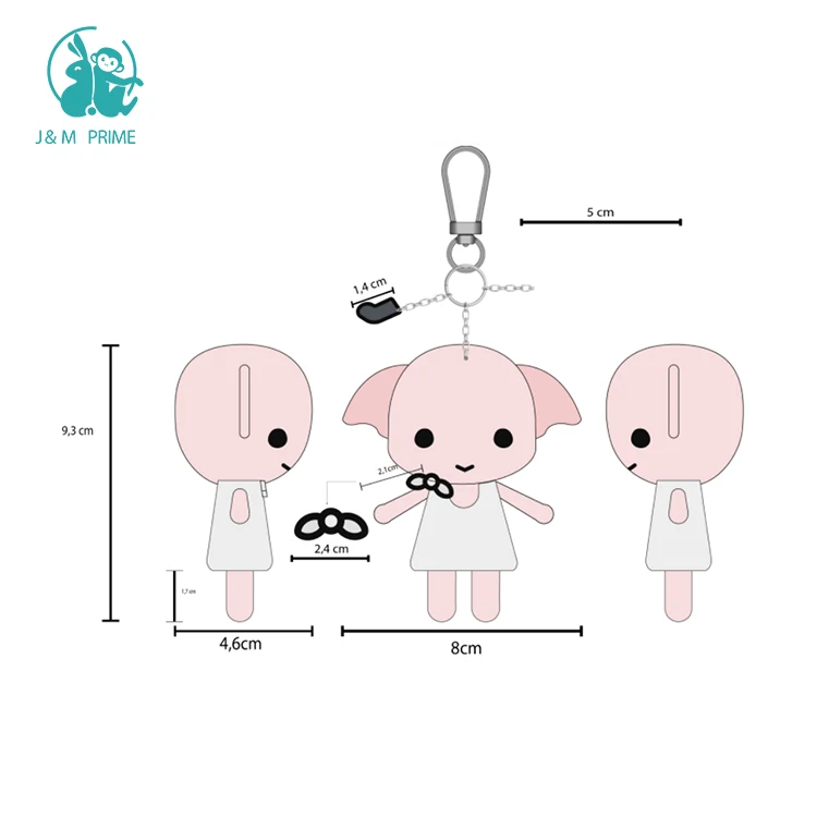 Manufacturer Custom Cartoon Animals Plush Keychain Anime Character Keychain Toy