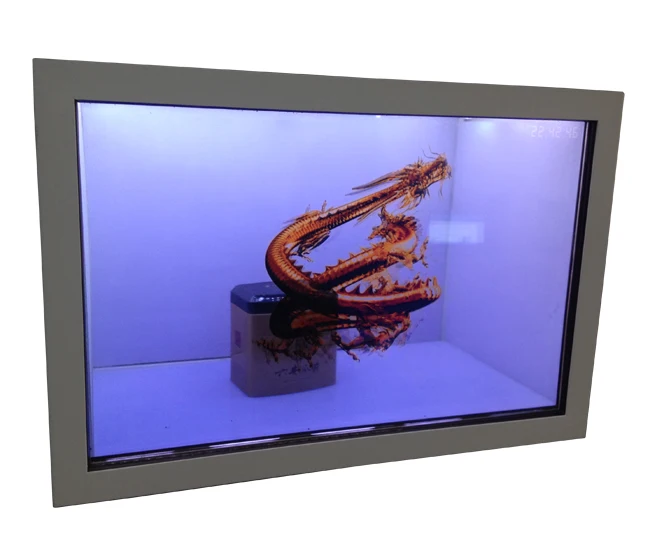 28.6 inch interactive LCD advertising transparent lcd showcase