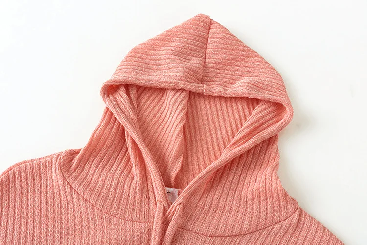 Casual home wear comfortable loose style knitted rib hooded two-piece pants sports suit women