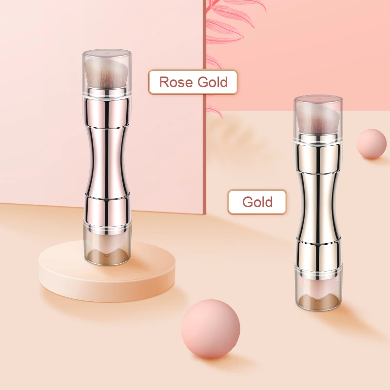 2019 private label Top quality patent design 4 in 1 multifunctional retractable make up  sponge blush smudge lip  makeup brush