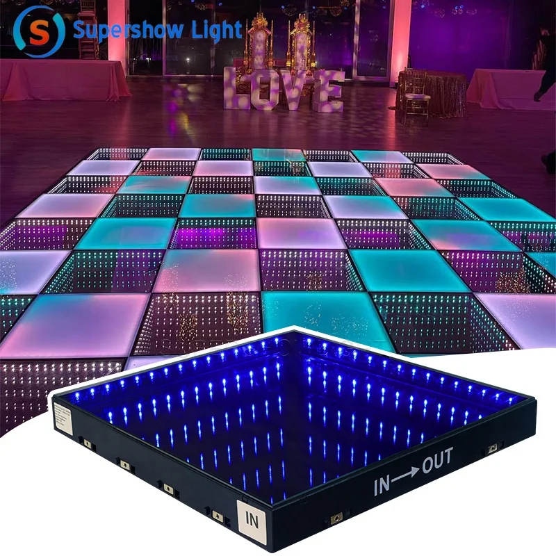 Высокое качество 3D бесконечное зеркало rgb СВЕТОДИОДНЫЙ танцпол Магнитный Портативный событие танцевальный пол сценические огни для свадьбы диско-вечеринки